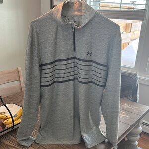 Under Armour Heather Gray Pullover with Black Stripes